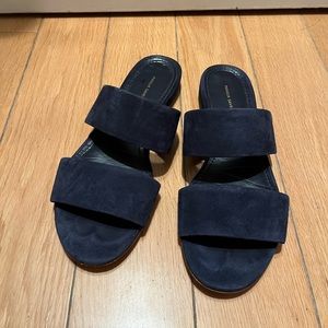 Mansur Gavriel Suede navy sandals